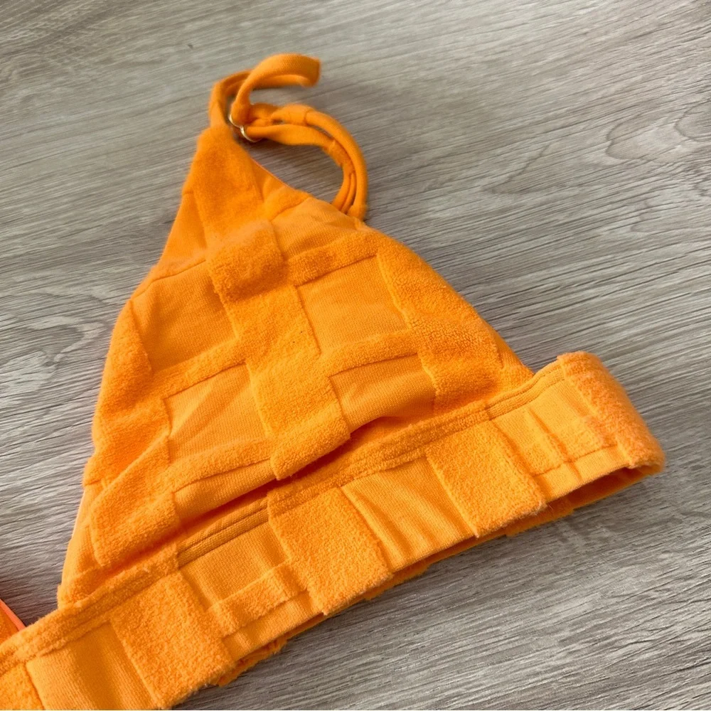 Frankie’s Bikinis x Naomi MEDIUM Orange Terry Cloth Bikini Top